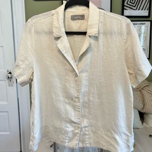 EVERLANE linen short sleeve Notch shirt